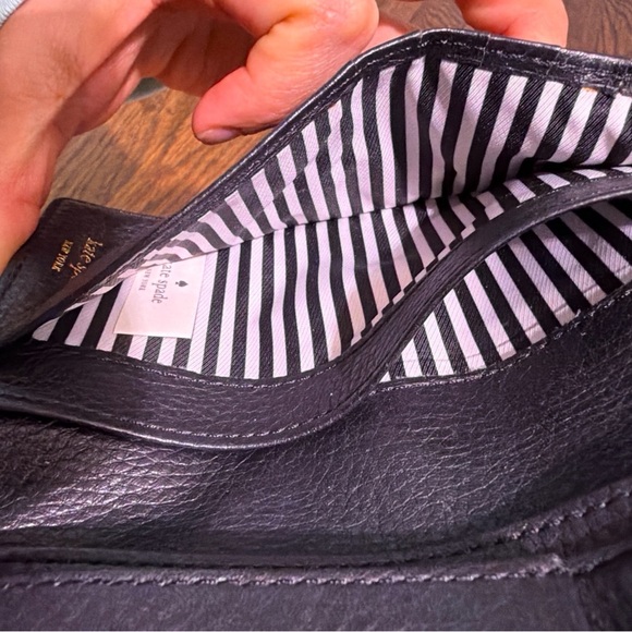 KATE SPADE New York Black Pebbled Leather Wallet Clutch organizer card id - Picture 6 of 6